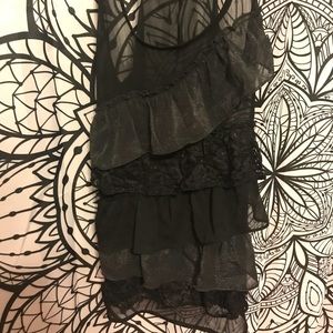 Sheer Black Ruffle Tank Top
